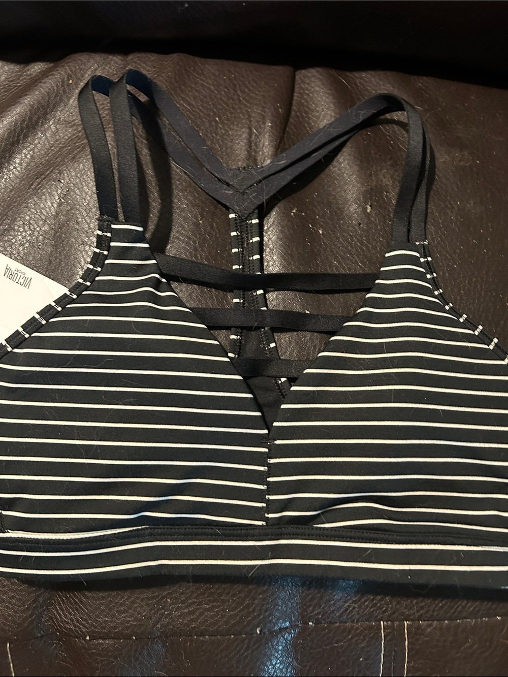 Victoria's Secret Black and White Striped Strappy Bralette